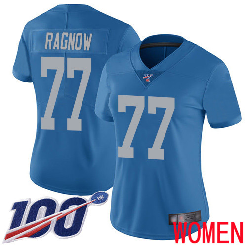 Detroit Lions Limited Blue Women Frank Ragnow Alternate Jersey NFL Football 77 100th Season Vapor Untouchable
